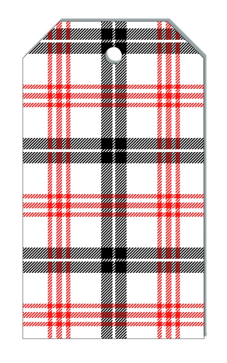 CHRISTMAS PLAID Gift Tags,Set of 10,Red and White Check