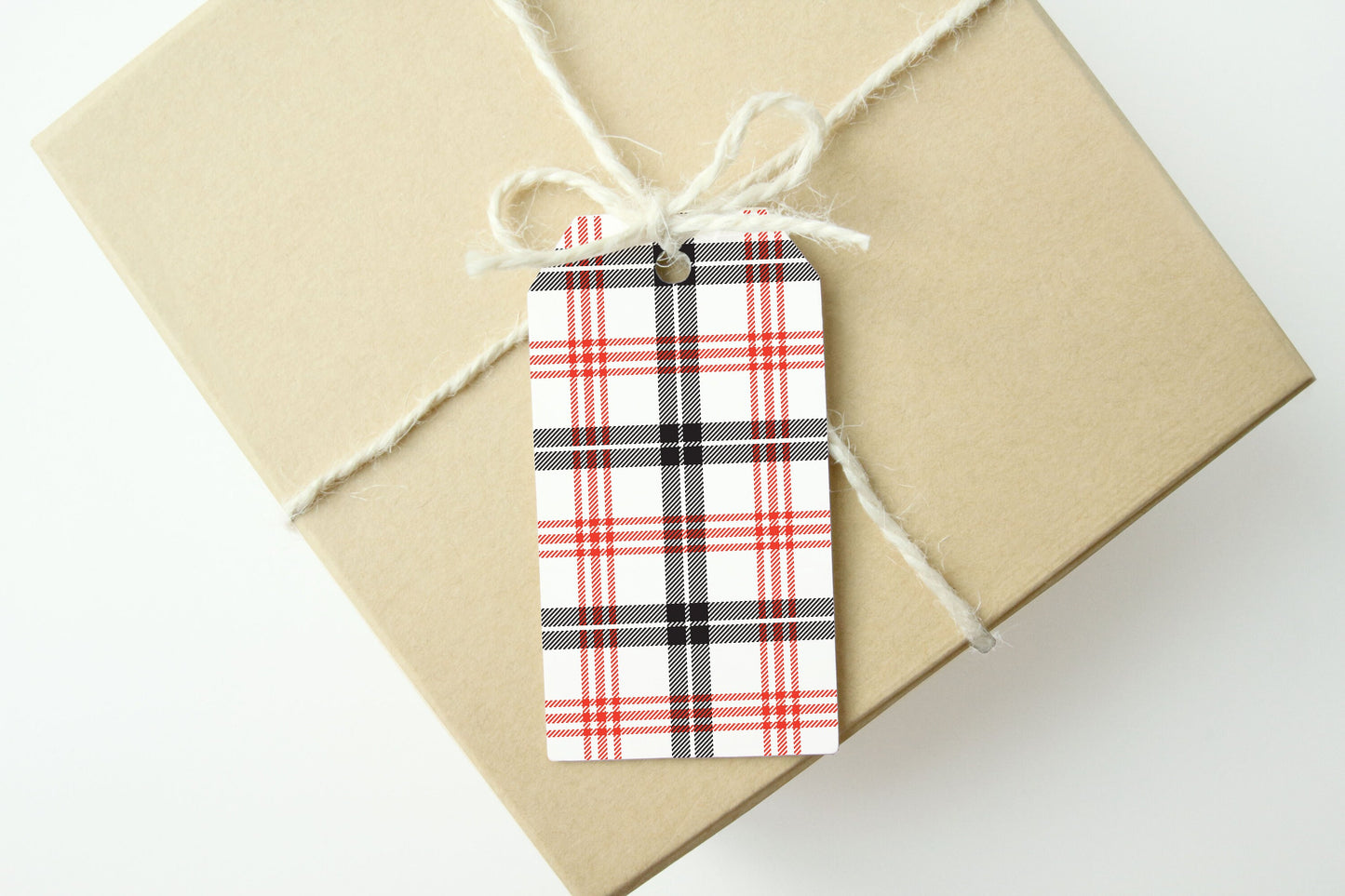 CHRISTMAS PLAID Gift Tags,Set of 6,Red and White Check