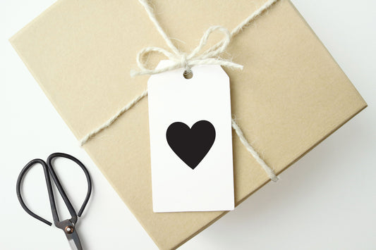 MODERN HEART Gift Tags,Set of 6,Black and White,Valentines