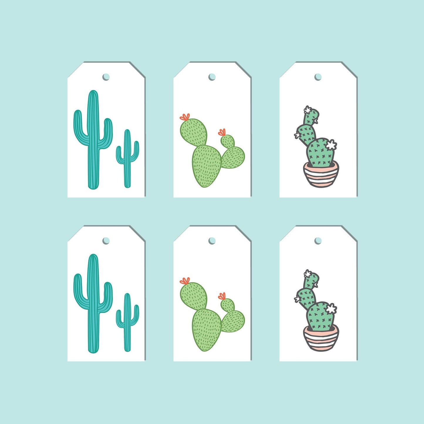 CACTUS GIFT TAGS-Set of 10 Tags- Plant Gift