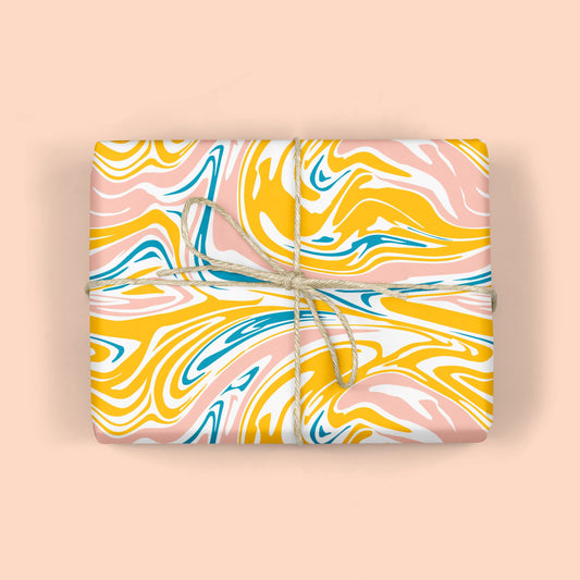 MODERN YELLOW MARBLE Wrapping Paper