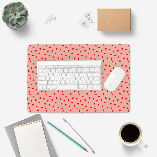 BLUSH POLKA DOTS DESKPAD