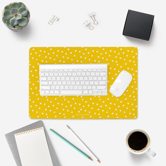 YELLOW POLKA DOTS DESKPAD