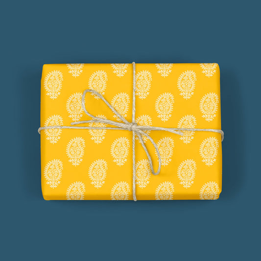 YELLOW PAISLEY Gift Wrap Roll