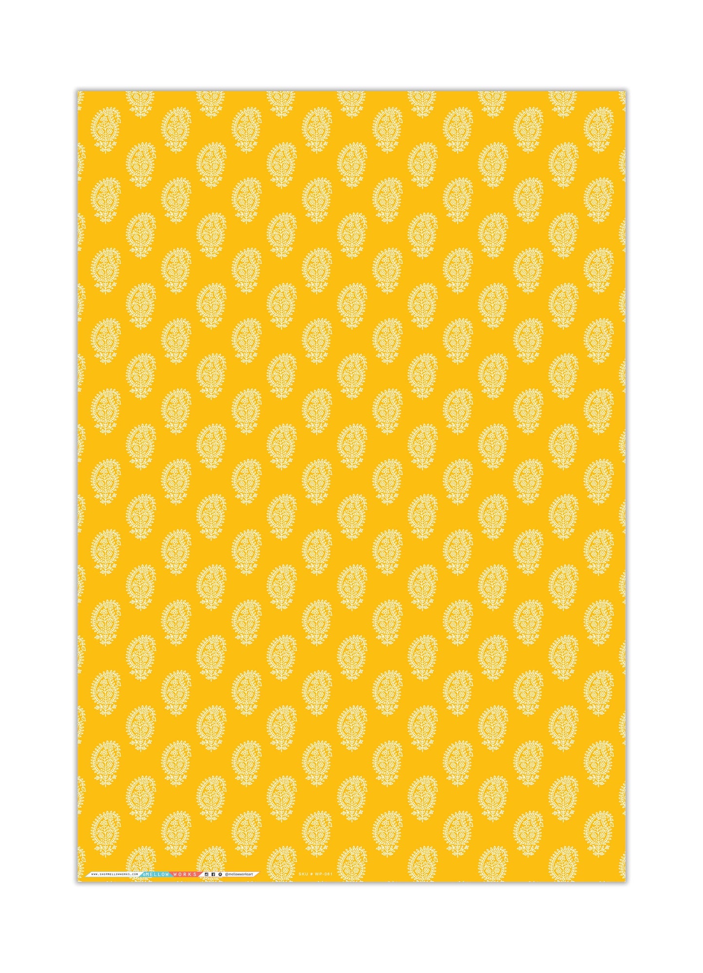 FESTIVE YELLOW PAISLEY WRAPPING PAPER