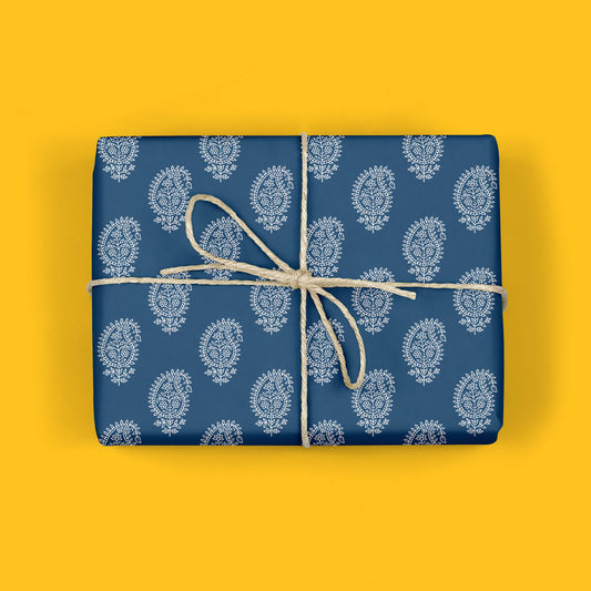 NAVY PAISLEY Gift Wrap Roll