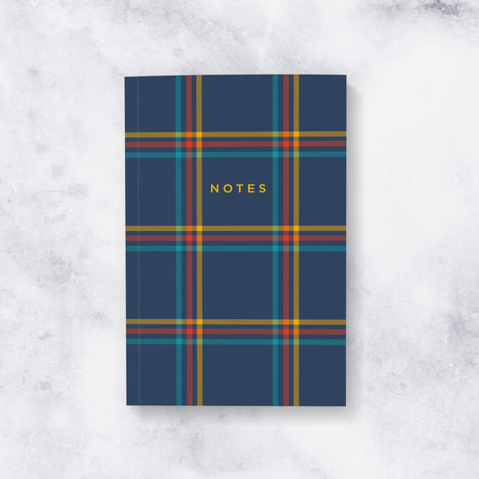 RETRO NAVY PLAID NOTEBOOK