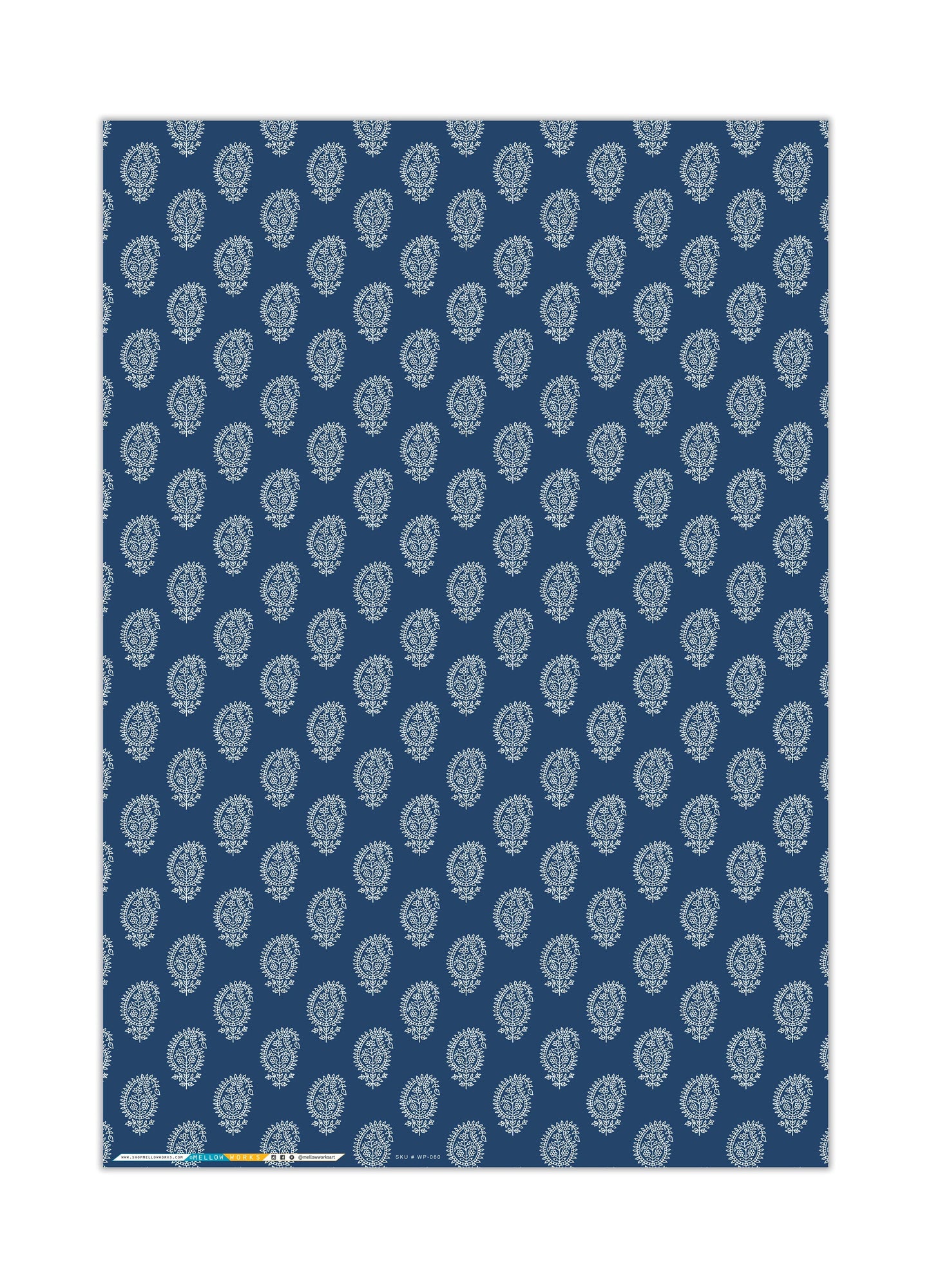 FESTIVE NAVY PAISLEY WRAPPING PAPER