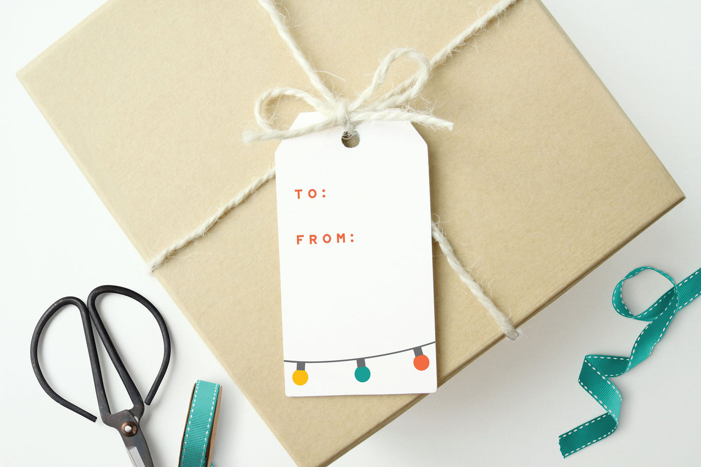 MERRY AND BRIGHT- Holiday String Lights Gift Tags, Set of 6 tags
